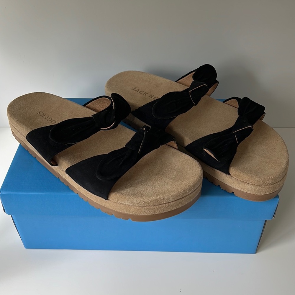 NWT NIB Jack Rogers Double Knot Lug Comfort Slide Monica Black Size 8.5